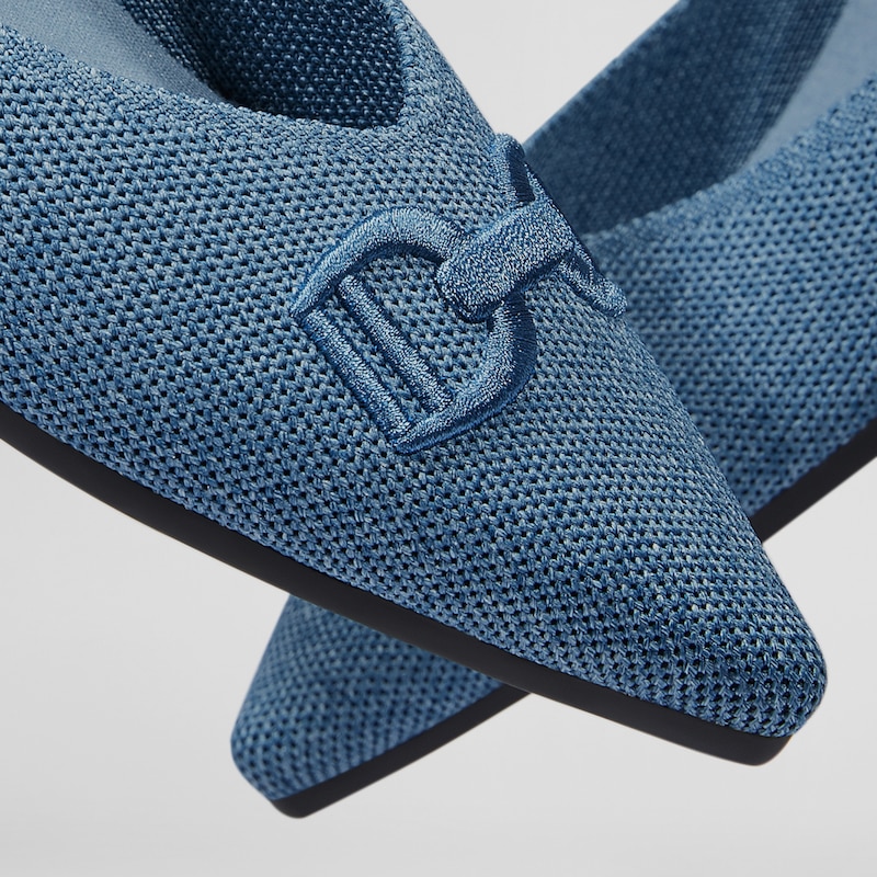 Ena Pointed-toe Flats Denim Blue - Washable & Comfortable | VIVAIA