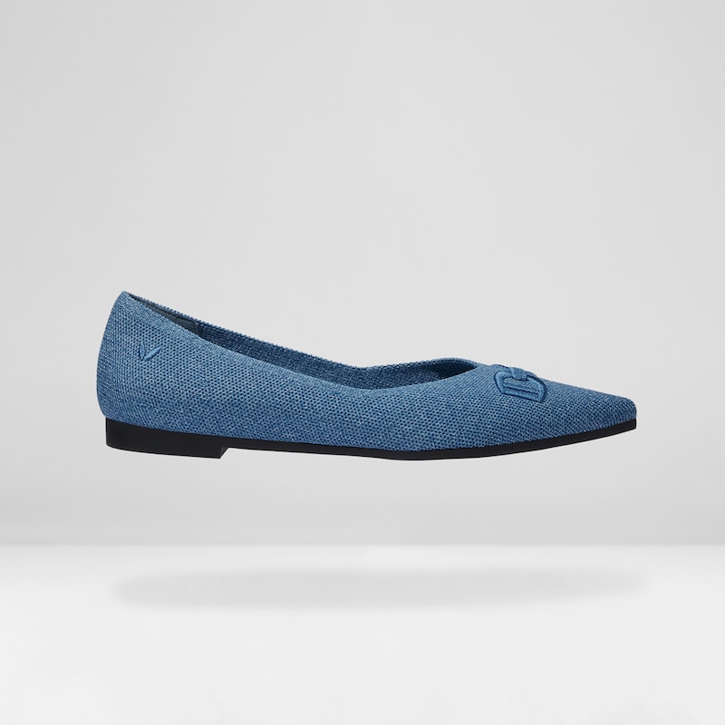 Ena Pointed-toe Flats Denim Blue - Washable & Comfortable | VIVAIA