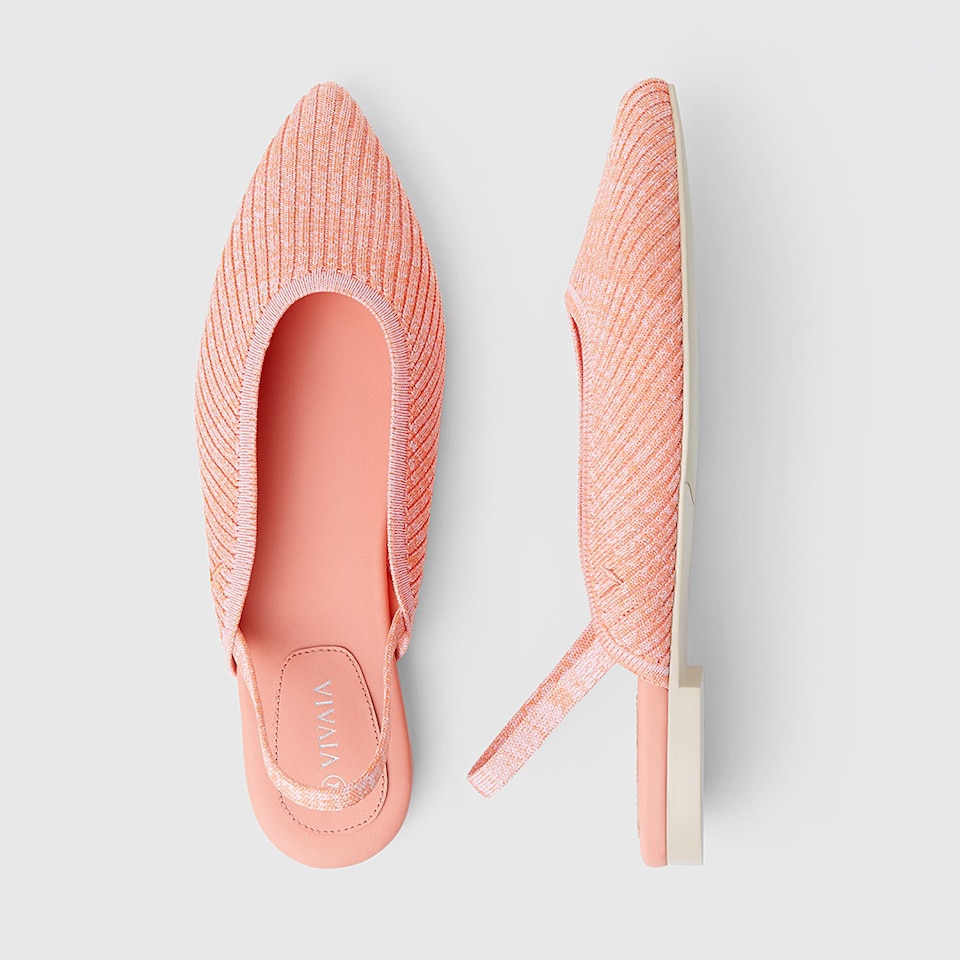 Iris Pointy Sandals in Coral Orange | Women's Sustainable and Stylish Shoes | VIVAIA