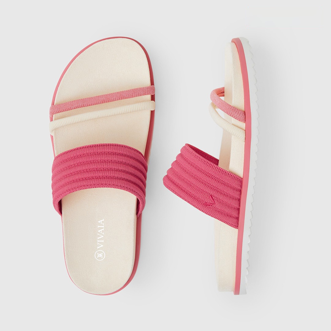 Chaya Round-toe Slide Sandals in Deep Pink-Sustainable \u0026 Washable | VIVAIA
