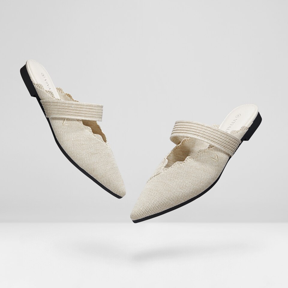 Venus Pointed Toe Mules in Cream IvoryWomen's Sustainable Shoes VIVAIA