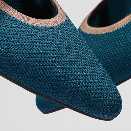 Elsie Pointed Toe Mules in Deep Peacock-Sustainable & Stylish | VIVAIA