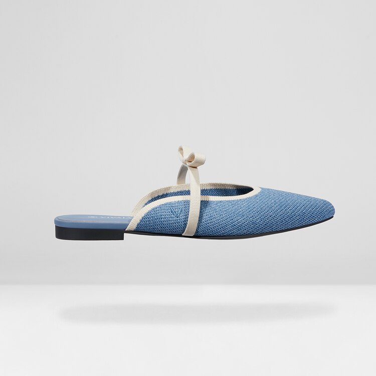 Elsie Pointed Toe Mules in Denim Blue-Women's Sustainable Shoes | VIVAIA