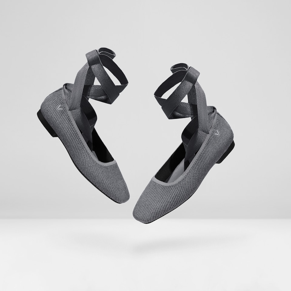 Merry Square-toe Ballerina Washable Flats in Rich Grey | VIVAIA