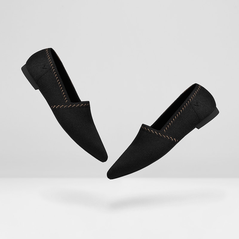 Mona Pointy Loafers in Black-Women's Sustainable, Washable Shoes | VIVAIA