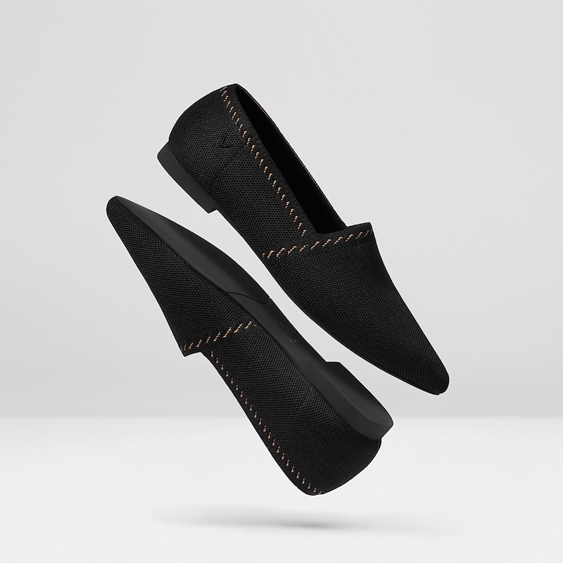 Mona Pointy Loafers in Black-Women's Sustainable, Washable Shoes | VIVAIA