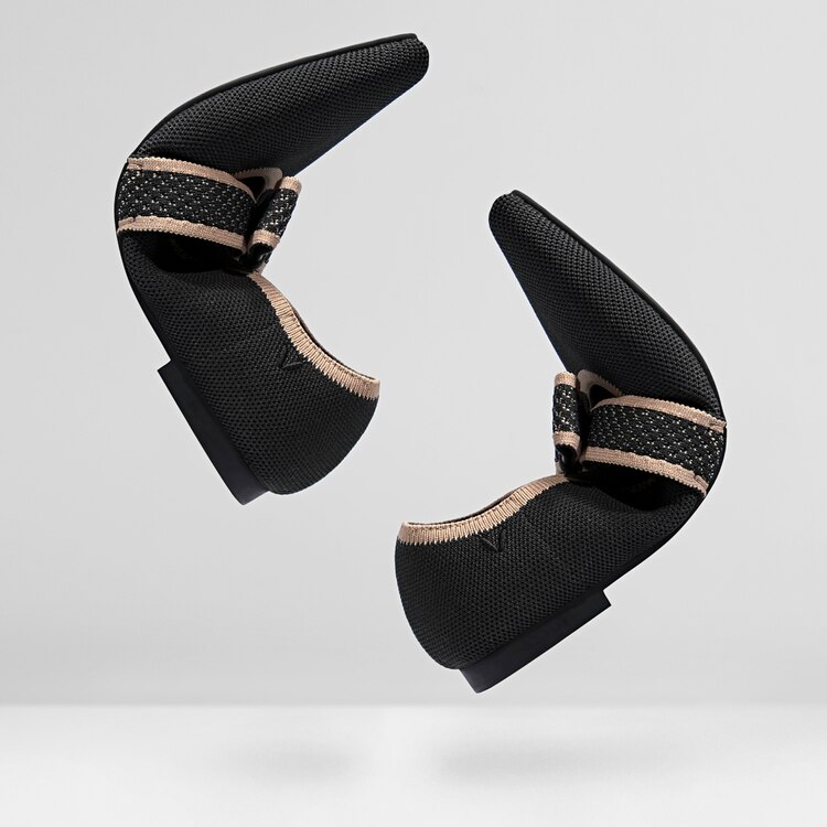 Daphne Pointy Mary Jane Flats in Black-Sustainable & Washable | VIVAIA