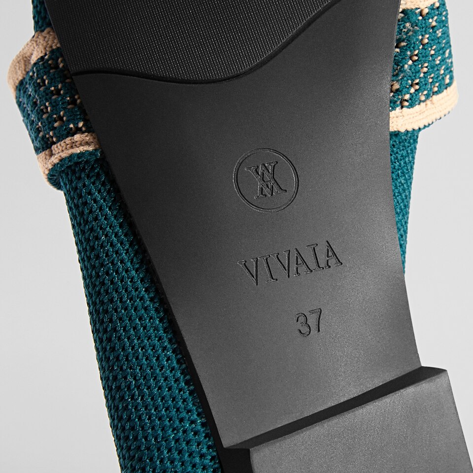 Daphne Pointy Mary Jane Flats in Deep Peacock-Sustainable & Washable | VIVAIA