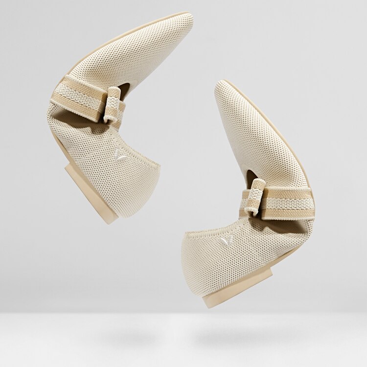 Daphne Pointy Mary Jane Flats in Cream Ivory-Sustainable & Washable | VIVAIA