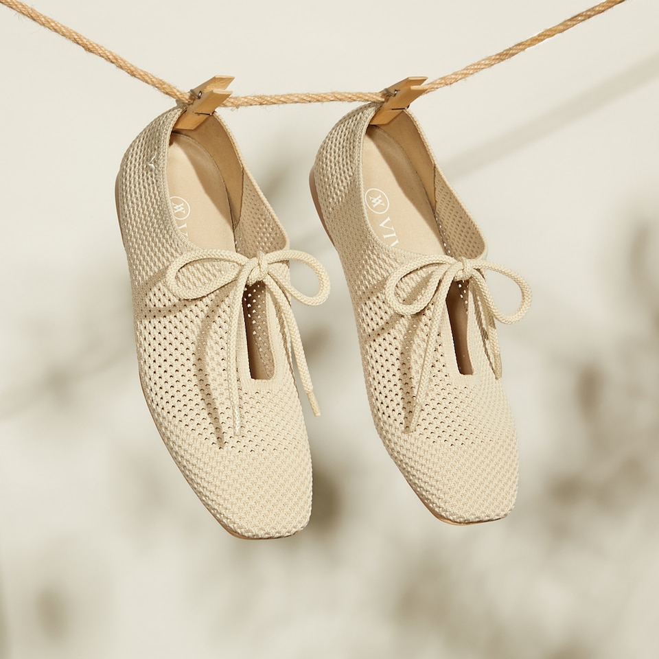 Vanessa Squaretoe Flats in Cream IvorySustainable & Washable VIVAIA