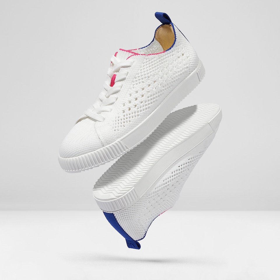 Polly Round-toe Sneakers in White Blue-Sustainable & Washable | VIVAIA