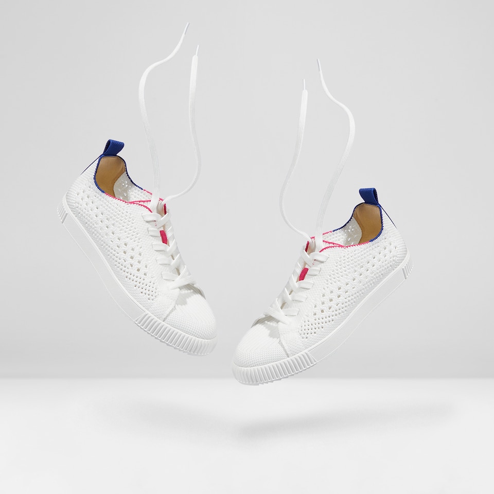 Polly Round-toe Sneakers in White Blue-Sustainable & Washable | VIVAIA