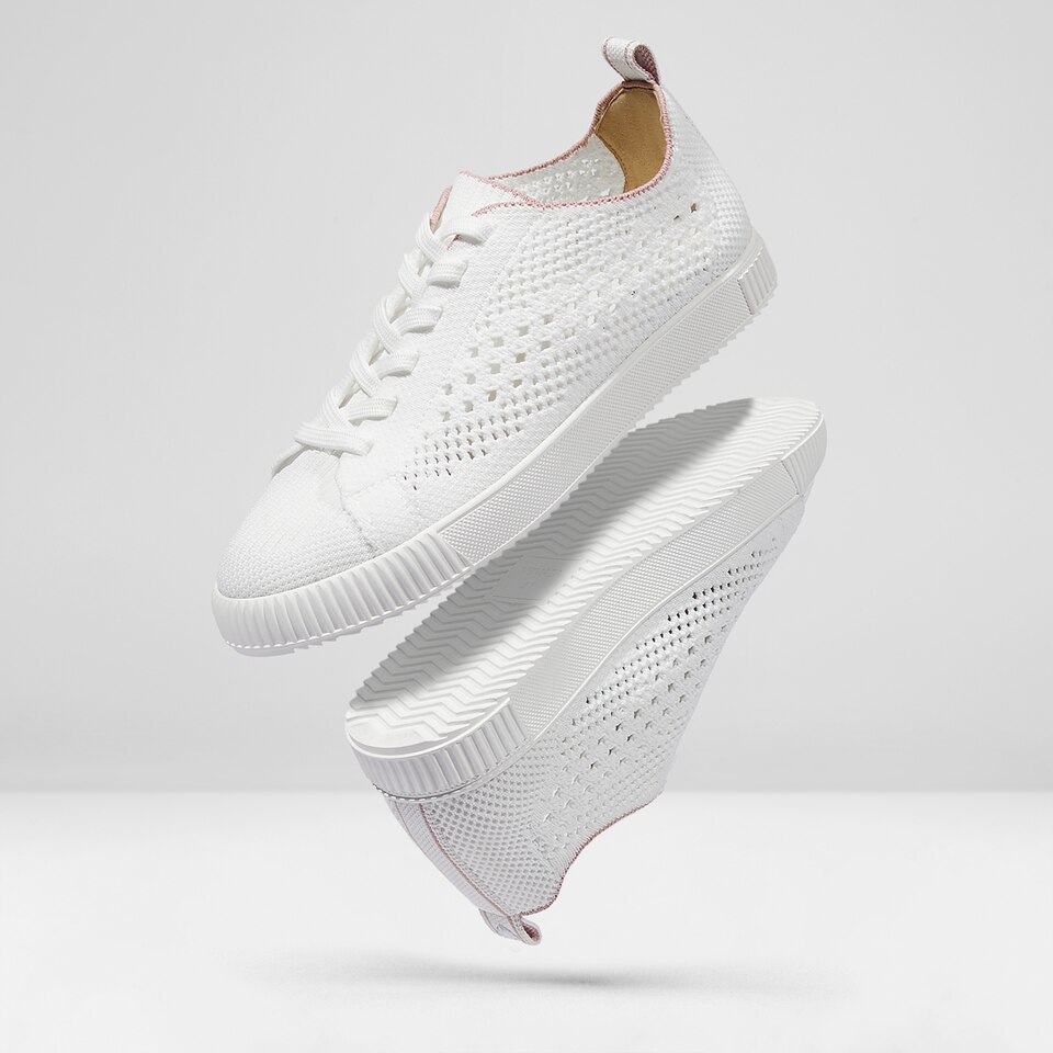 Polly Round-toe Sneakers in White Pink | Women's Sustainable, Washable and Stylish Shoes | VIVAIA