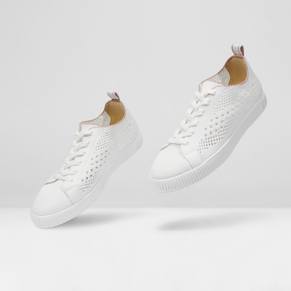 Polly Round-toe Sneakers in White Pink | Women's Sustainable, Washable and Stylish Shoes | VIVAIA