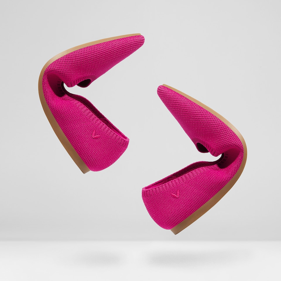 Aria5° Pointed-toe Ballet Flats in Rose Red-Sustainable & Washable | VIVAIA