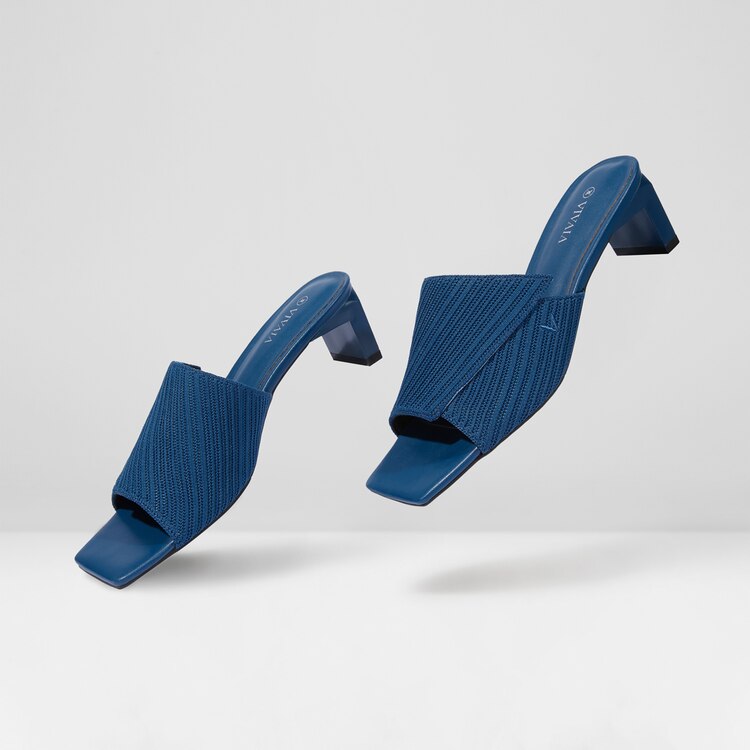 Jade Square-toe Heeled Sandals in Denim Blue-Sustainable Shoes | VIVAIA