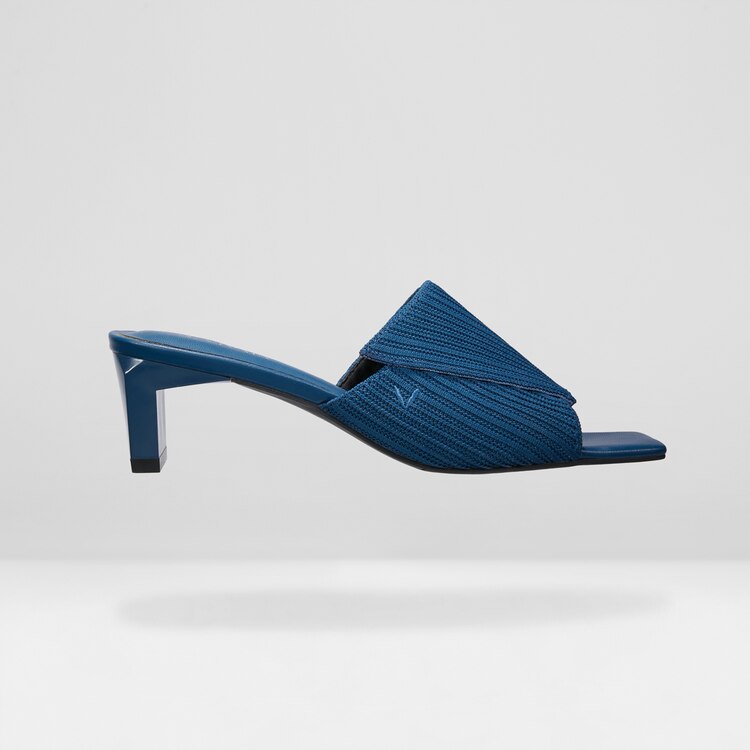 Jade Square-toe Heeled Sandals in Denim Blue-Sustainable Shoes | VIVAIA