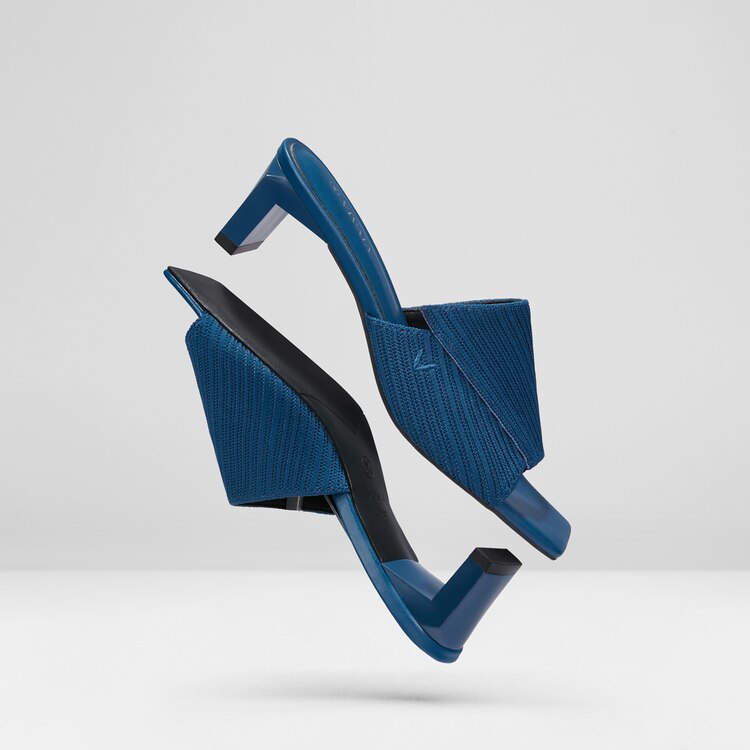 Jade Square-toe Heeled Sandals in Denim Blue-Sustainable Shoes | VIVAIA