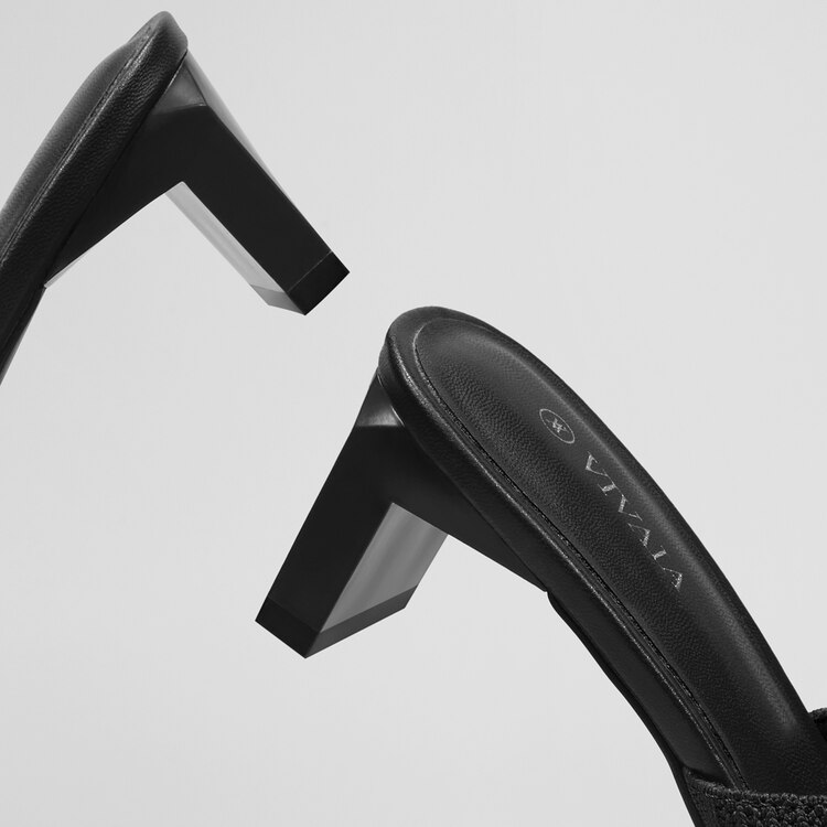 Jade Square-toe Heeled Sandals in Deep Ebony-Sustainable Shoes | VIVAIA