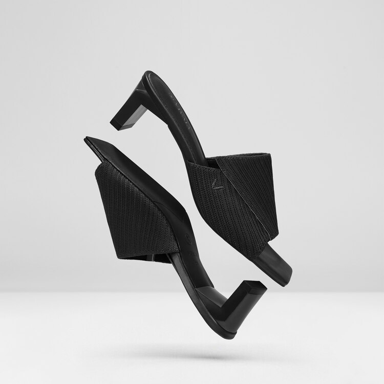 Jade Square-toe Heeled Sandals in Deep Ebony-Sustainable Shoes | VIVAIA