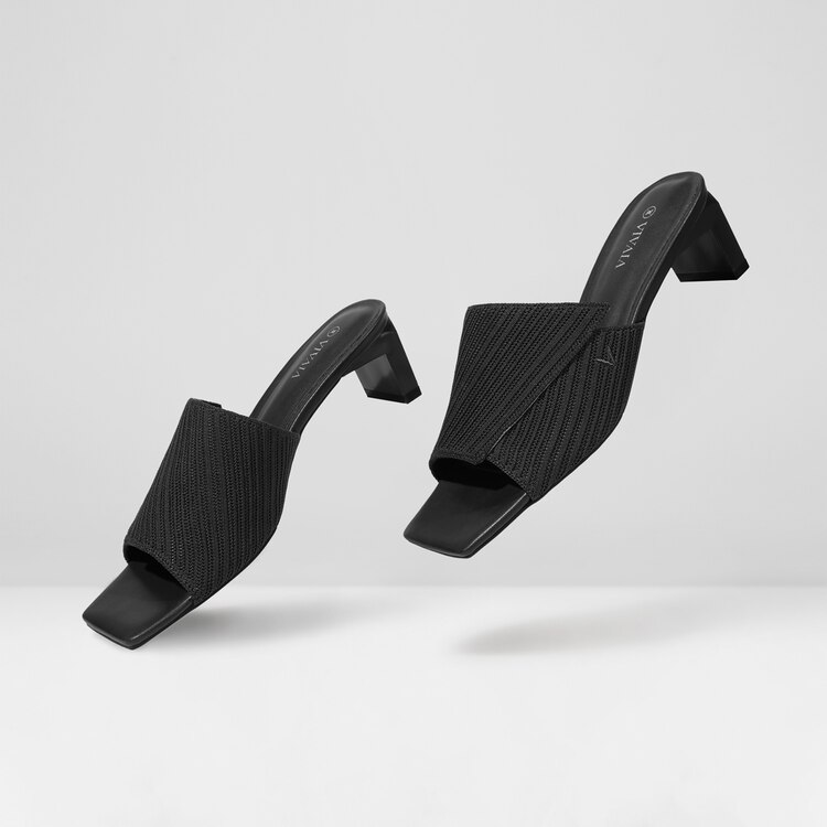 Jade Square-toe Heeled Sandals in Deep Ebony-Sustainable Shoes | VIVAIA
