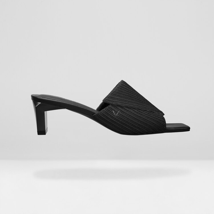 Jade Square-toe Heeled Sandals in Deep Ebony-Sustainable Shoes | VIVAIA