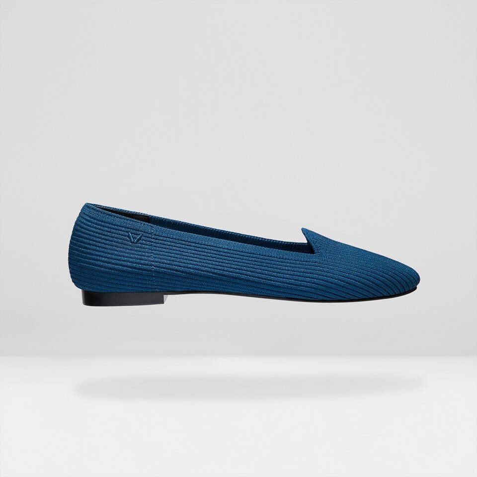 Sylvia Square-toe Loafers in Marine Blue-Sustainable & Washable | VIVAIA