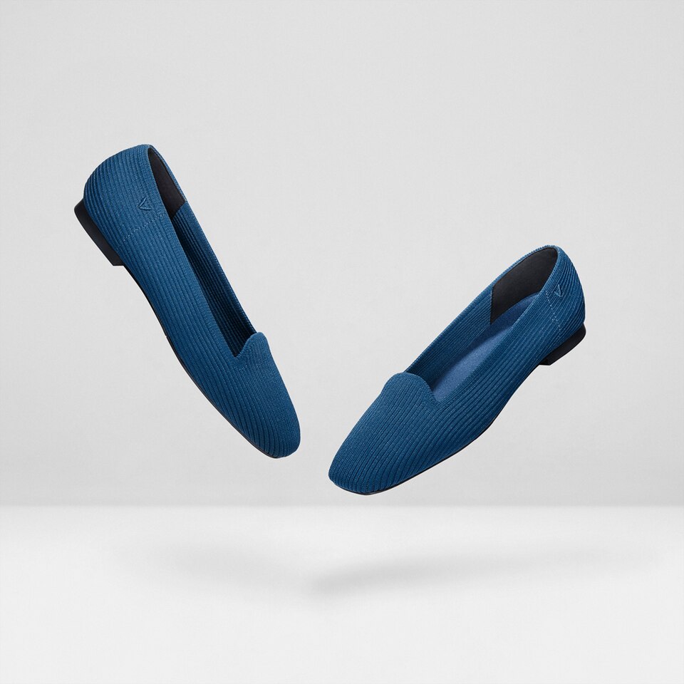 Sylvia Square-toe Loafers in Marine Blue-Sustainable & Washable | VIVAIA