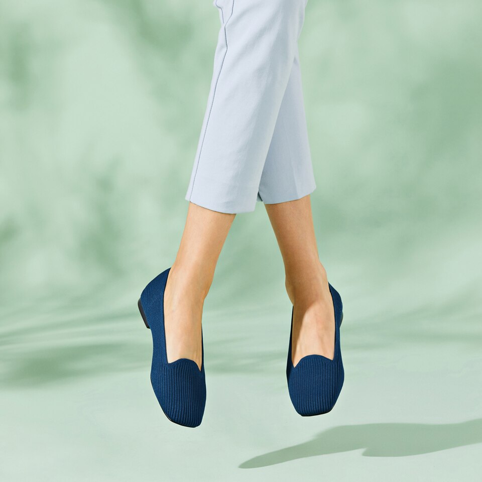 Sylvia Square-toe Loafers in Marine Blue-Sustainable & Washable | VIVAIA