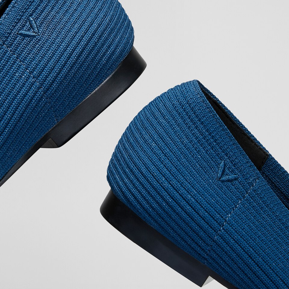 Sylvia Square-toe Loafers in Marine Blue-Sustainable & Washable | VIVAIA