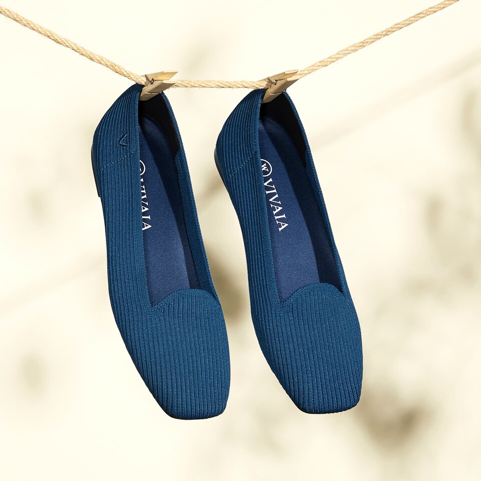 Sylvia Square-toe Loafers in Marine Blue-Sustainable & Washable | VIVAIA