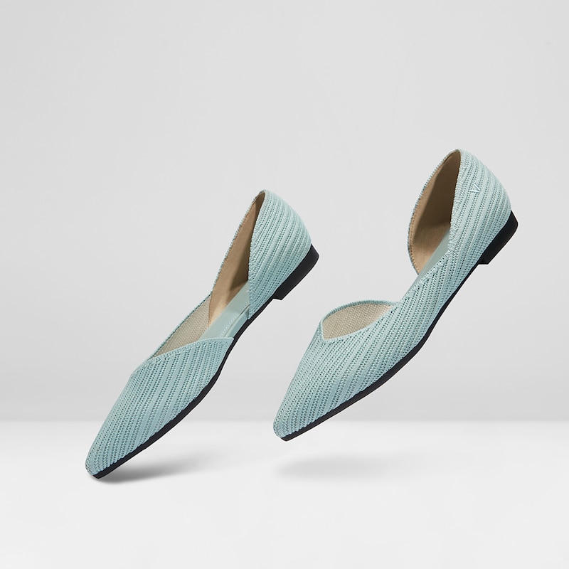 Melia Pointy Flats in Light Teal | Women's Sustainable, Washable and Stylish Black Shoes | VIVAIA