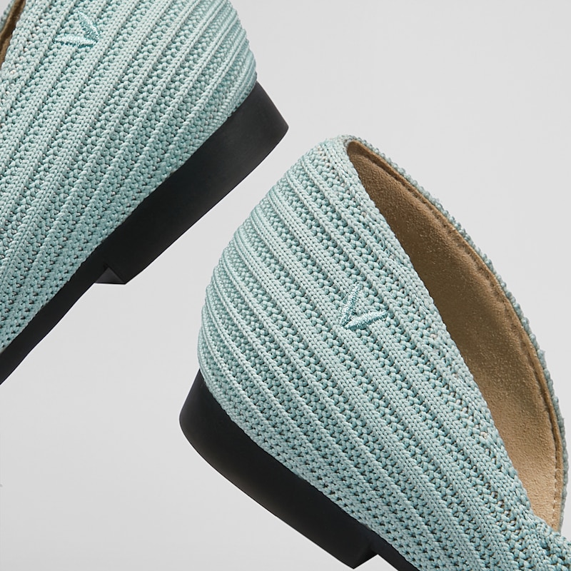 Melia Pointy Flats in Light Teal | Women's Sustainable, Washable and Stylish Black Shoes | VIVAIA