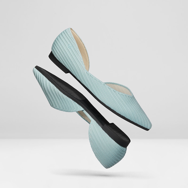 Melia Pointy Flats in Light Teal | Women's Sustainable, Washable and Stylish Black Shoes | VIVAIA