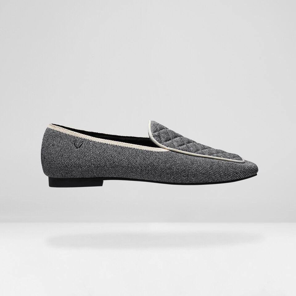 Leona Square-toe Loafers in Rich Grey-Sustainable & Washable | VIVAIA