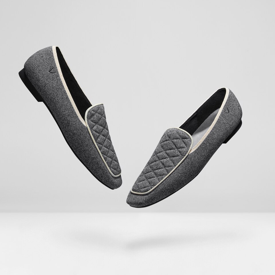 Leona Square-toe Loafers in Rich Grey-Sustainable & Washable | VIVAIA
