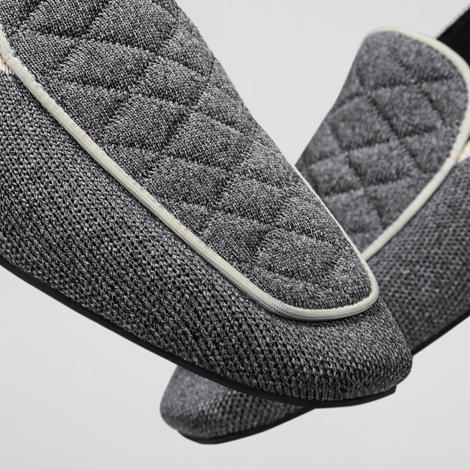 Leona Square-toe Loafers in Rich Grey-Sustainable & Washable | VIVAIA