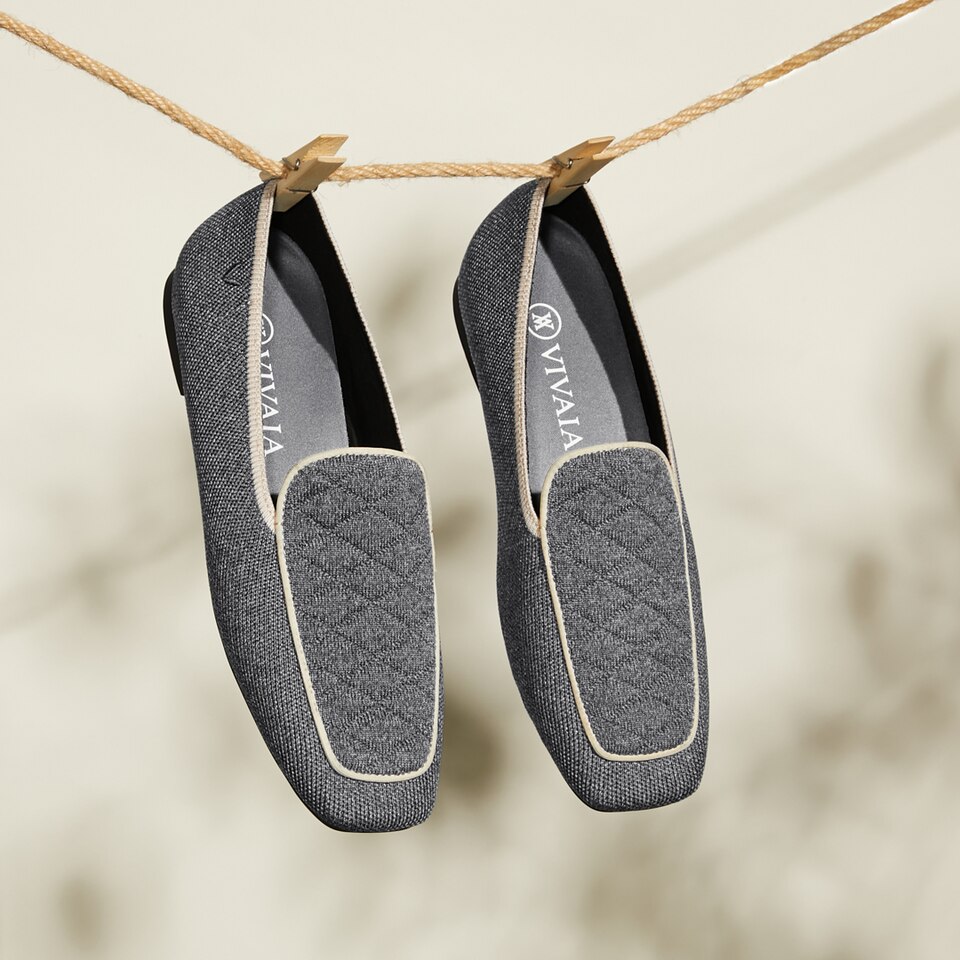 Leona Square-toe Loafers in Rich Grey-Sustainable & Washable | VIVAIA