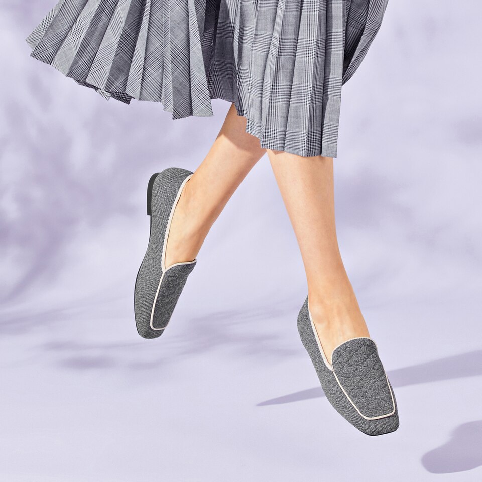 Leona Square-toe Loafers in Rich Grey-Sustainable & Washable | VIVAIA