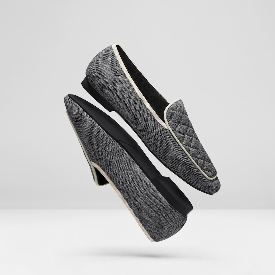 Leona Square-toe Loafers in Rich Grey-Sustainable & Washable | VIVAIA