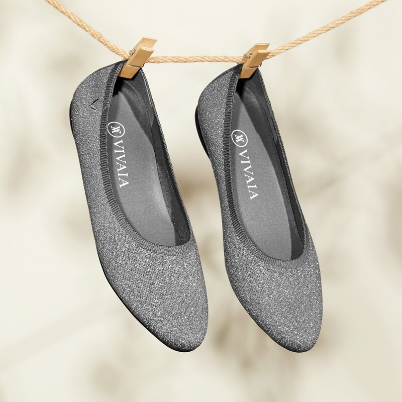 Tamia Bella Round-toe Flats in Smoke Gray-Sustainable & Washable | VIVAIA