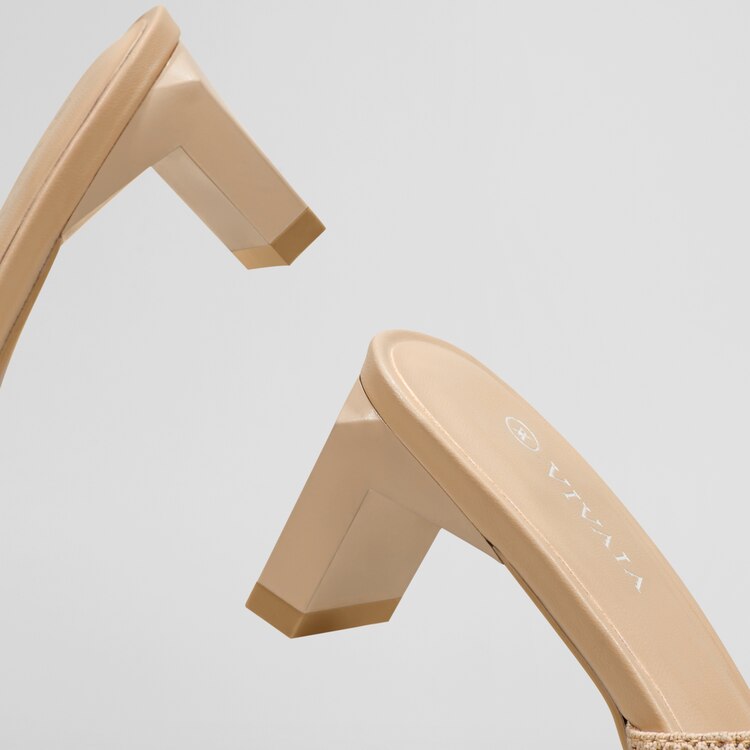 Jade Square-toe Heeled Sandals in Almond-Sustainable & Stylish | VIVAIA