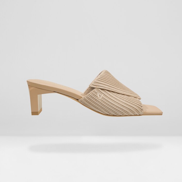 Jade Square-toe Heeled Sandals in Almond-Sustainable & Stylish | VIVAIA