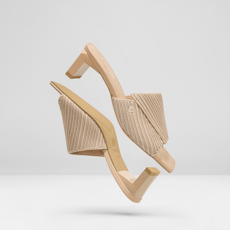 Jade Square-toe Heeled Sandals in Almond-Sustainable & Stylish | VIVAIA