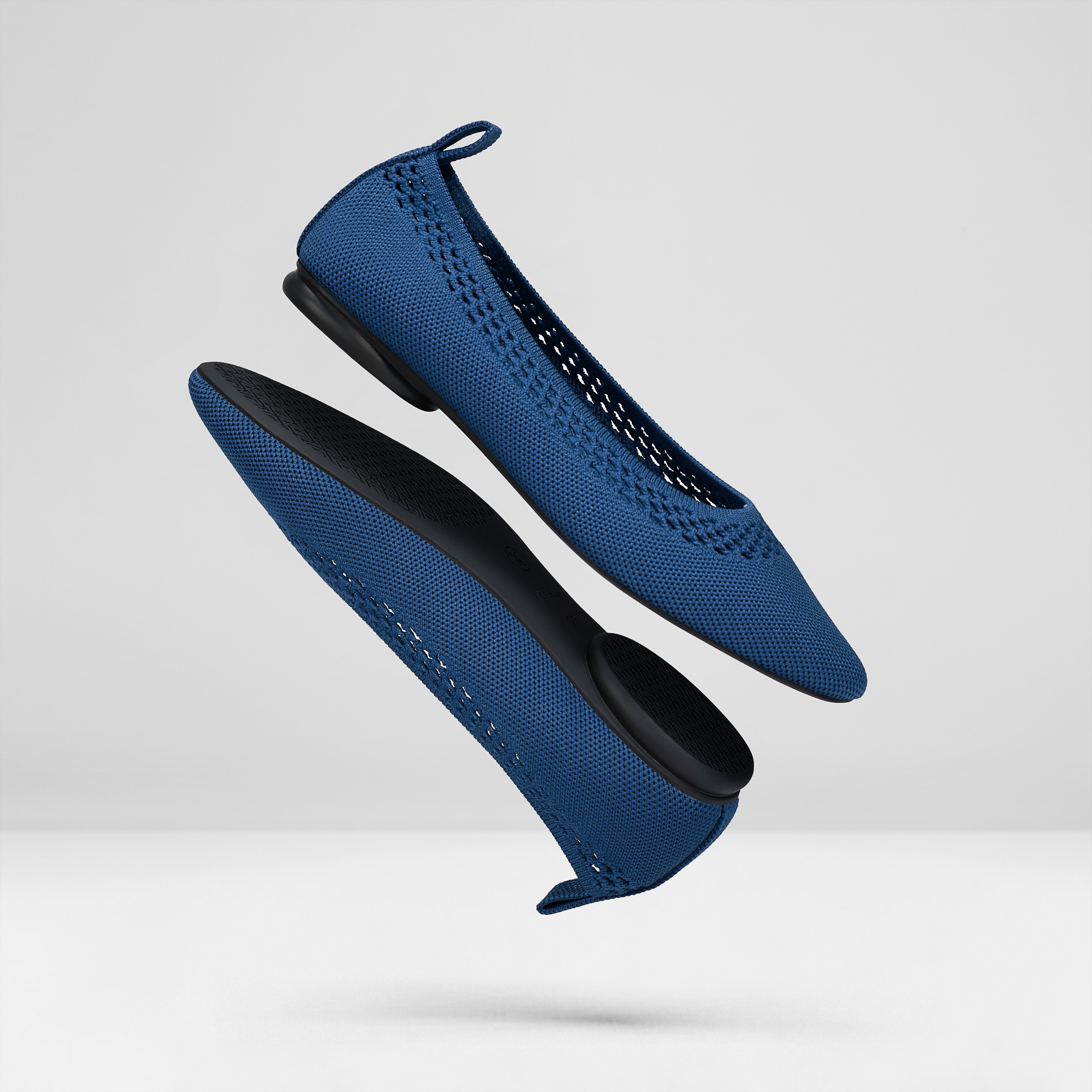 Tamia Beatrice Adjustable Ankle Wrap Round Toe Flats in Marine Blue | VIVAIA