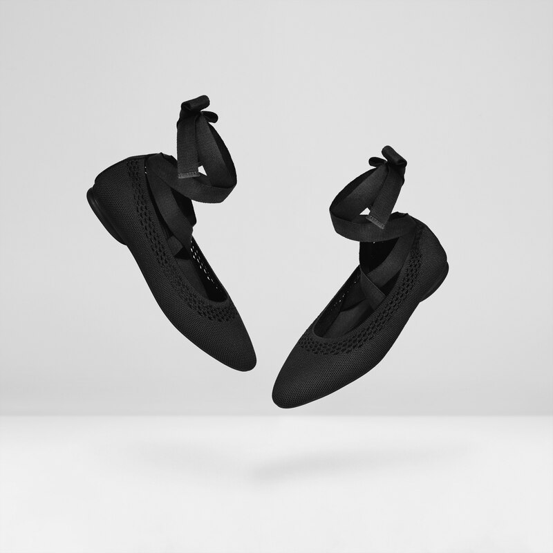 Tamia Beatrice Adjustable Ankle Wrap Round Toe Flats in Deep Ebony | Vivaia