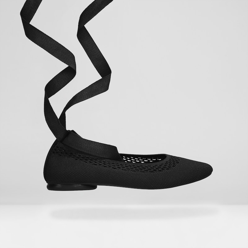 Tamia Beatrice Adjustable Ankle Wrap Round Toe Flats in Deep Ebony | Vivaia