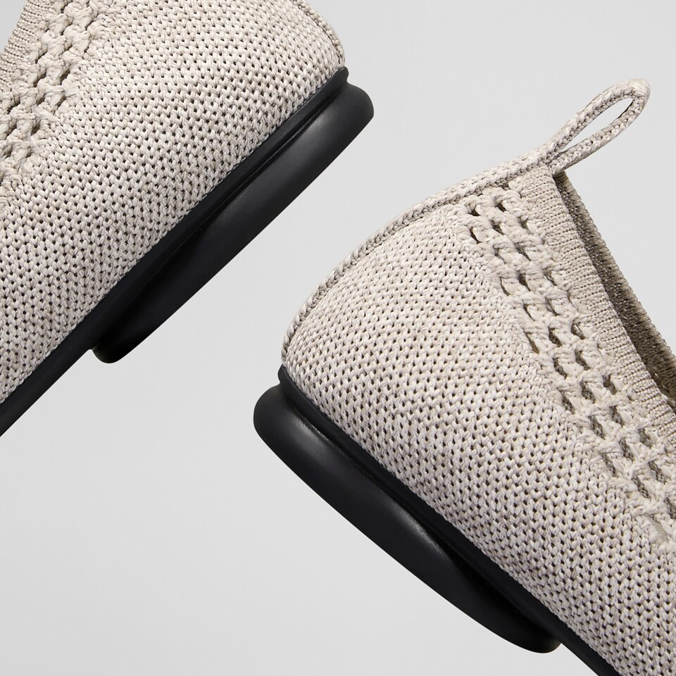 Tamia Beatrice Adjustable Ankle Wrap Round Toe Flats in Oatmilk | VIVAIA