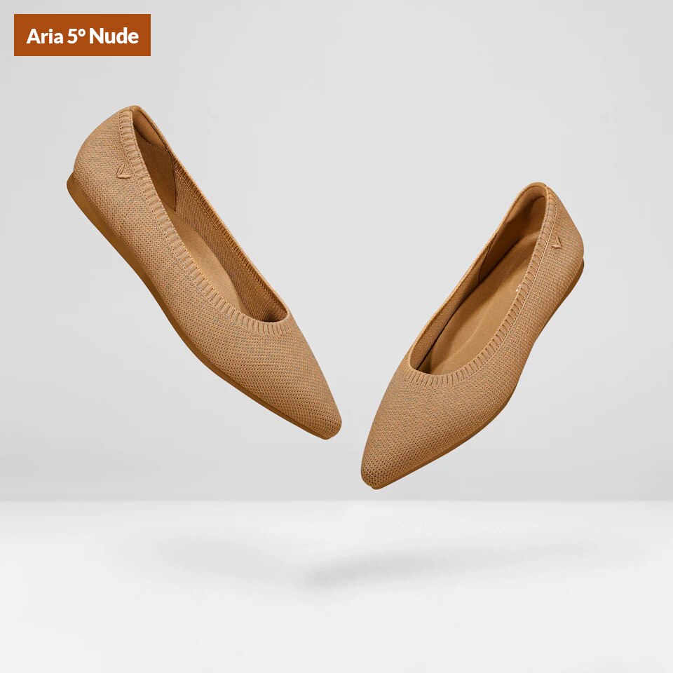 Aria5° Nude Women Pointy Flats in Nutmeg-Sustainable & Washable | VIVAIA
