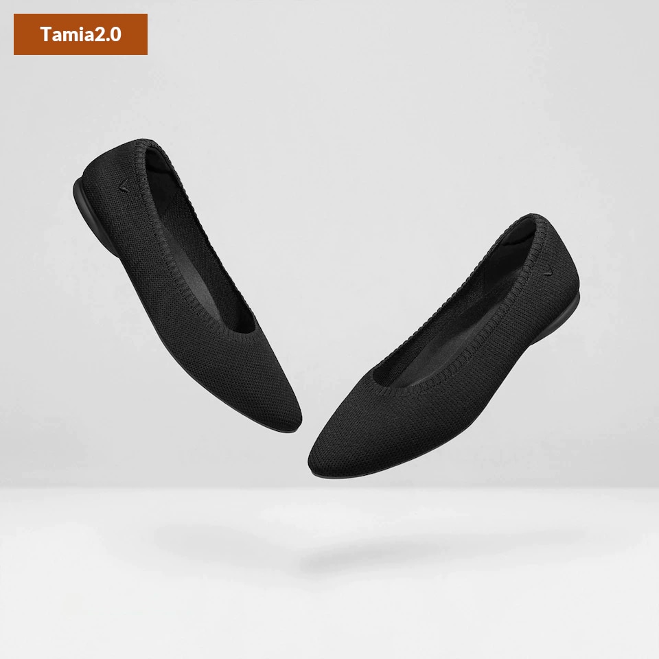 Tamia Round-Toe Ballet Flats in Black-Comfortable & Washable | VIVAIA